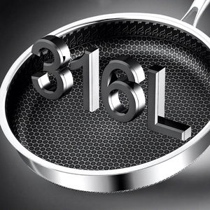 Premium 316 Stainless Steel Frying <b>Pan</b> Honeycomb Non-stick Deep Saute <b>Pan</b> with Tempered Glass Lid Induction Skillet - Product Image 2