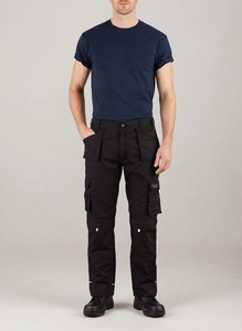 Pantalones Cargo Negros para Hombre, Cintura Alta, Múltiples Bolsillos, Estilo Ropa de Trabajo, para Otoño, 100% Poliéster - Product Image 2