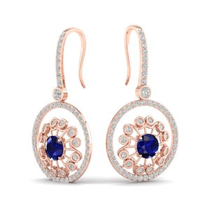 ต่างหูพลอยไพลินสีน้ำเงินทรงกลมขนาด 2.57 มม. REYES ขายดี ประดับเพชรทองคำแท้ 14K ของขวัญสำหรับงานหมั้น เครื่องประดับชั้นดี - Product Image 1