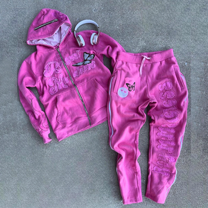 Custom Men Tracksuit Set Oversized Casual Streetwear <b>Distressed</b> Full Zip DTG Plus Size Winter Fashion Printed Hooded Reversible - Product Image 2