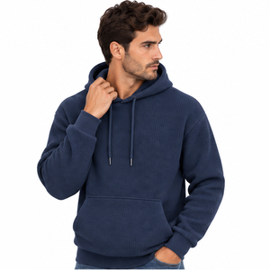 Sweat-shirt à capuche en maille gaufrée pour homme, pull thermique à manches longues, décontracté, streetwear, sports d'hiver, personnalisable, vente en gros, mode - Product Image 6
