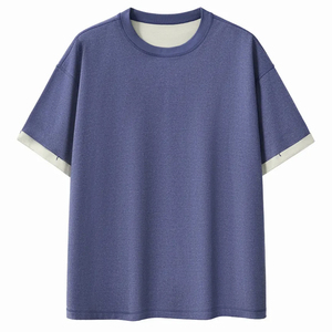 Camiseta Oversize de Diseño Personalizado con Estampado, Corte Cuadrado y Contraste de Color para Hombre, Camiseta Deportiva de Peso Pesado para Hombre - Product Image 1