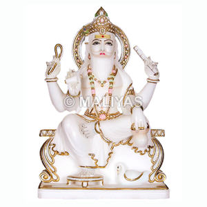 Murti de Mármol Vishwakarma |   Estatua Artesanal del Dios Vishwakarma para Templo – Maliyas - Product Image 1