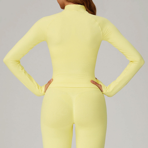 Activewear Women Sweat Wicking Running Workout Yoga Top <b>Cropped</b> Zipper Sport Gym Newest Custom Training Athletic <b>Zip</b> <b>up</b> Fitted - Product Image 2