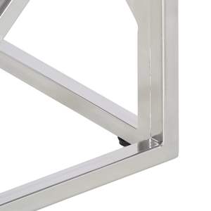 Table basse en bois d'acacia de taille moyenne avec accents en acier inoxydable argenté - Product Image 6