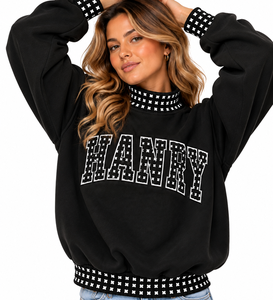 Wholesale Custom Women’s Oversized <b>Mock</b> Neck Sweatshirt Cotton Fleece Long Sleeve Casual Autumn Winter Pullover - Product Image 4