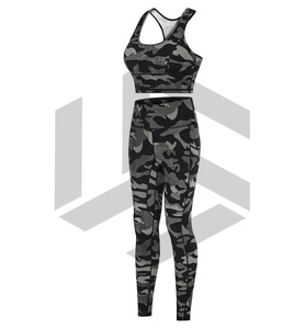 Custom Logo Design Women's New Style Sports Wear Crop Tops & <b>Legging</b> Solid <b>Pattern</b> Yoga Wear 2-Piece Set - Product Image 5
