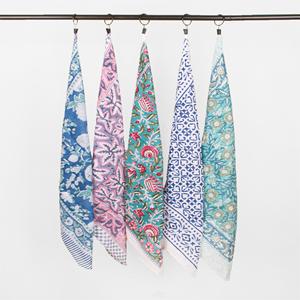 Multi-Design Ethnic Cotton Square Scarf, Breathable Eco-Friendly Women <b>Men</b> <b>Bandana</b>, Craftjaipur Wholesale - Product Image 1