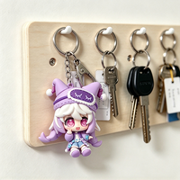 Porte-clés personnalisé en PVC de fille anime, figurine de personnage de dessin animé 3D Chibi, accessoire de voiture, souvenir personnalisé, usine OEM ODM