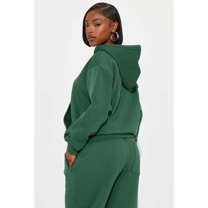 <b>Women's</b> Light <b>Blue</b> Oversized Hooded <b>Fleece</b> Sweatshirt With Pockets Regular Sleeve Solid Color Autumn Wear - Product Image 4