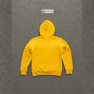 Sudadera con capucha cristiana al por mayor con cita de oración y detalles de tachuelas, cómoda, de corte holgado, con diseño llamativo en la manga. - Product Image 6