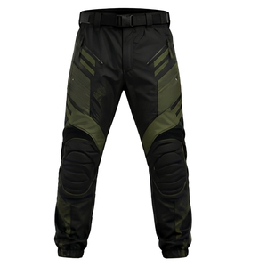 Pantalons de paintball tendance pour hommes, en polyester rembourré, résistants aux déchirures, personnalisables, pour jeux en plein air, joggers tactiques, noir et vert rayé - Product Image 2