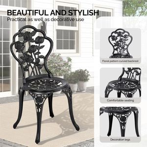 Set da 3 Pezzi in Alluminio Pressofuso per Ogni Condizione Atmosferica: Tavolo e Sedie da Bistrò per Esterni, Set da Giardino per Cortile - Product Image 5