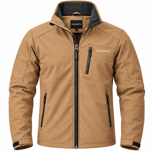 Veste softshell homme personnalisée avec logo Camel, premium, 95% polyester, 5% élasthanne, coupe-vent, imperméable, pour la randonnée - Product Image 1