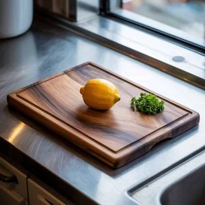 Grande planche à découper en bois de qualité supérieure pour la cuisine, pour couper les légumes, les fruits, la viande, le pain, le fromage, en bois naturel épais - Product Image 2