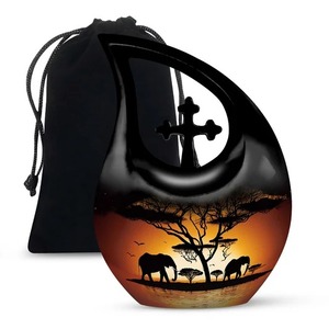 Cruz de aluminio Gota de lágrima Hermosa mariposa Cremación Urna para adultos para cenizas humanas Recuerdo Urna funeraria con bolsa de terciopelo gratis - Product Image 3