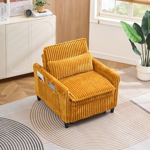 Sofá Cama Pequeño y Cómodo de Color Amarillo para Dormitorio, Balcón o Apartamento con Almohada Lazy Pillo - Product Image 1