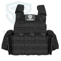 Gilet tactique modulaire multifonctionnel en polyester noir, personnalisable et élégant, pour l'entraînement en extérieur, avec système Molle détachable