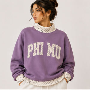 BHS Wholesale <b>Mock</b> <b>Neck</b> Crew <b>Neck</b> Cotton Fleece Pullover Women Men Ladies Unisex College University Chenille Tackle Twill Appliq - Product Image 6