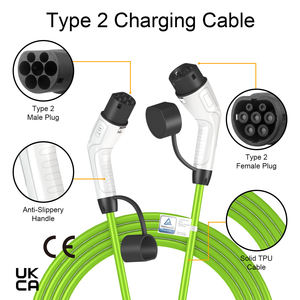 Câble de charge de type 2 de 5 mètres, câble d'extension de chargeur EV vert pour la plupart des modèles, gaine en TPU durable de haute qualité, utilisation en extérieur - Product Image 4