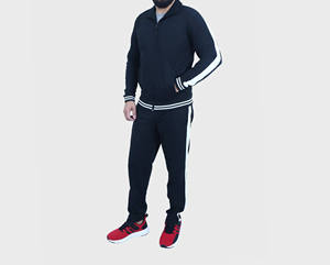Chándal Deportivo para Hombre, Color Negro, Manga Larga, con Rayas Blancas, Cierre de Cremallera, Estilo Deportivo, Transpirable, Material de Poliéster y Algodón, para Otoño - Product Image 3