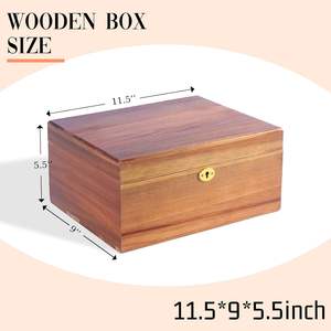 กล่องเก็บของไม้กระถินขนาดใหญ่พร้อมฝาปิดแบบมีบานพับและกุญแจล็อค กล่องเก็บของที่ระลึกคุณภาพพรีเมียมสำหรับจัดเก็บเครื่องประดับ - Product Image 5
