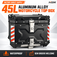 Vente en gros directe d'usine, boîte à bagages arrière pour moto en alliage d'aluminium 45L, étanche, coffre rigide pour moto