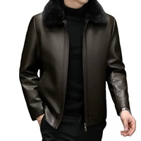 Blouson en cuir décontracté d'hiver pour homme, col montant amovible, réversible, respirant, chaud, service OEM, logo frontal