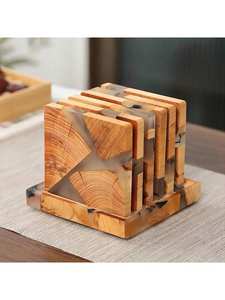 Ensemble de sous-verres en résine et bois sur mesure, sous-verres en résine époxy, tapis et dessous de verre, sets de table pour salle à manger à un prix très raisonnable - Product Image 3