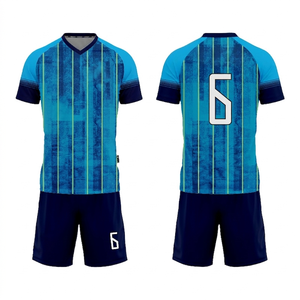 Maillot de football personnalisé pour homme, bleu, col en V, manches courtes, 100 % polyester, anti-humidité, tenue d'équipe, numéro 10 imprimé au dos - Product Image 4