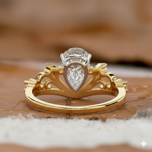 Nouvelle bague solitaire en or 14 carats de style vintage avec diamant de laboratoire en forme de poire 1,10 CTW certifié IGI, bijoux fins pour femmes, bijoux personnalisés - Product Image 4