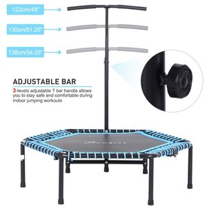 4.5ft Portable and Foldable Blue Exercise <b>Trampoline</b> Heavy Duty Design with Adjustable T Bar Fitness <b>Trampoline</b> - Product Image 3