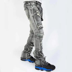 Jeans de Mezclilla Elásticos de Diseño Recto para Hombre, Lavado de Color Otoño-Invierno, Casuales, 100% Algodón - Product Image 3