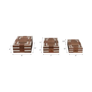 Handcrafted Wooden Inlay <b>Box</b> Set Of 3 Storage <b>Box</b> Perfect For Storing Photos Letters And Cherished <b>Memories</b> From India - Product Image 2