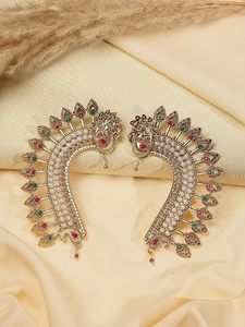 Pendientes de Lujo con Baño de Oro y Certificación Kundan, Estilo Jhumka, para Mujer, Joyería Nupcial India, con Perlas de Pavo Real, Estilo Étnico - Product Image 4