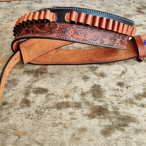 Ceinture porte-cartouches en cuir de vache véritable de haute qualité, durable et élégante, accessoire de chasse pour ceinture à munitions, ceinture de chasse, porte-cartouches de fusil - Product Image 6