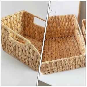 Paniers de rangement en jacinthe d'eau avec poignées intégrées, tissés à la main, organisateur naturel pour la décoration intérieure, le rangement du linge et la vente au détail - Product Image 2