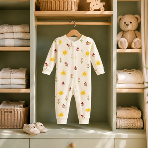 Mameluco de Bebé de Manga Larga 100% Bambú |   Ropa de Dormir para Recién Nacidos con Estampado de Mariposas, Cierre de Dos Vías, Suave y Transpirable, Unisex, para Todas las Estaciones - Product Image 4