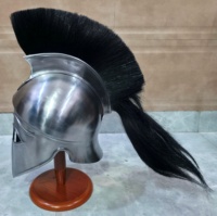 Casque de Centurion Romain Médiéval avec Crête en Crin Noir Fait Main en Acier Grec Spartan pour Reconstitutions Historiques et Costumes de Fête d'Halloween