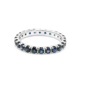 Round Cut Blue Sapphire Eternity Band 14K White Gold Wedding Engagement <b>Ring</b> For Women Fine Jewelry Gift - Product Image 2