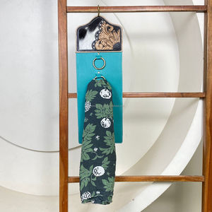 Organizador de Paños de Cuero Vacuno Hecho a Mano con Turquesa, Anillos Metálicos, Colgador de Bufandas Rústico, Decoración del Hogar, Fabricante Mayorista - Product Image 4