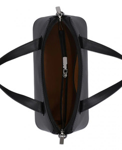 Sac à main élégant en cuir véritable noir de haute qualité pour femme avec fermeture éclair, deux poignées de transport, bandoulière, vente en gros, personnalisation OEM du logo et des couleurs - Product Image 4