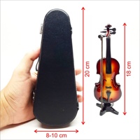 Violon miniature en résine avec étui rigide pour décoration intérieure et objets de collection, thème musical, hauteur 18 cm