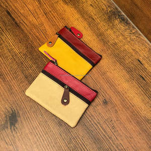 Nueva Cartera de moda de cuero genuino reciclado, Mini Tarjetero con cremallera, monedero, bolso de cuero, bolso de muñeca Simple colorido sólido - Product Image 5
