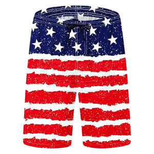 Shorts de bain unisexes à séchage rapide, sublimés, style hawaïen, couleur unie, taille élastique, respirants, en polyester/coton tricoté - Product Image 2