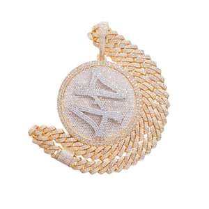 Colgantes de Plata de Ley 925 con Moissanita VVS y Diamantes de Laboratorio, Cadena Personalizada Estilo Hip Hop Iced Out, Colgante con Nombre de Letra y Diamantes - Product Image 1