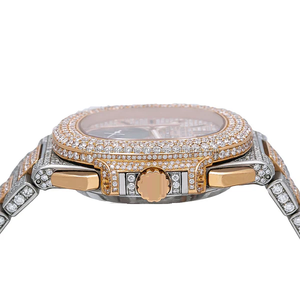 Montre de luxe antique en diamant pour hommes Sport sur mesure 41MM or rose bicolore Moissanite Stud entièrement glacé carré vente indienne - Product Image 4