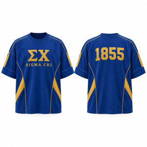 Sigma Chi 1855 T-shirt à manches courtes bleu et or avec bordure contrastée, col rond, coupe régulière, t-shirts décontractés pour hommes - Product Image 1