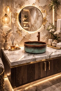 Lavabo de cobre de lujo, pieza artística de cobre, lavabo de cobre de diseño elegante, lavabo de cobre de alta calidad en metal. - Product Image 3