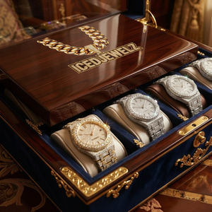 นาฬิกาคลาสสิคแบบโบราณ ขนาด 40 มม. ตัวเรือนโลหะผสม ประดับเพชรแล็บโกรว์ พร้อมหน้าปัดกระจก สำหรับผู้ชาย สไตล์ฮิปฮอปสุดหรู - Product Image 1